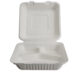 Sugarcane 3-piece lunch Box BIOBOX 230x230x70mm, white, 50pcs/pack