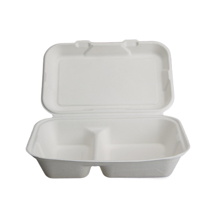 Sugarcane 2-piece lunch Box BIOBOX 240x155x65mm, white, 50pcs/pack