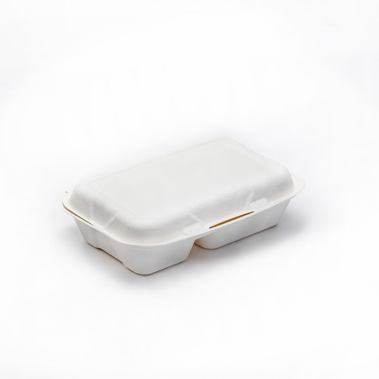 Sugarcane 2-piece lunch Box BIOBOX 240x155x65mm, white, 50pcs/pack - Image 2